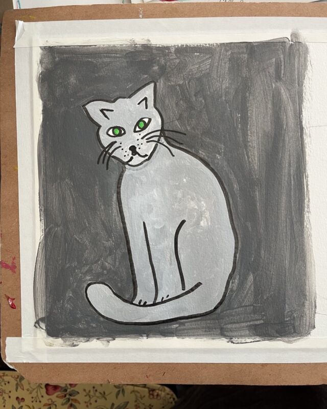 Cat. Acrylic on paper. #artlovers #cats #painting #artinstagram